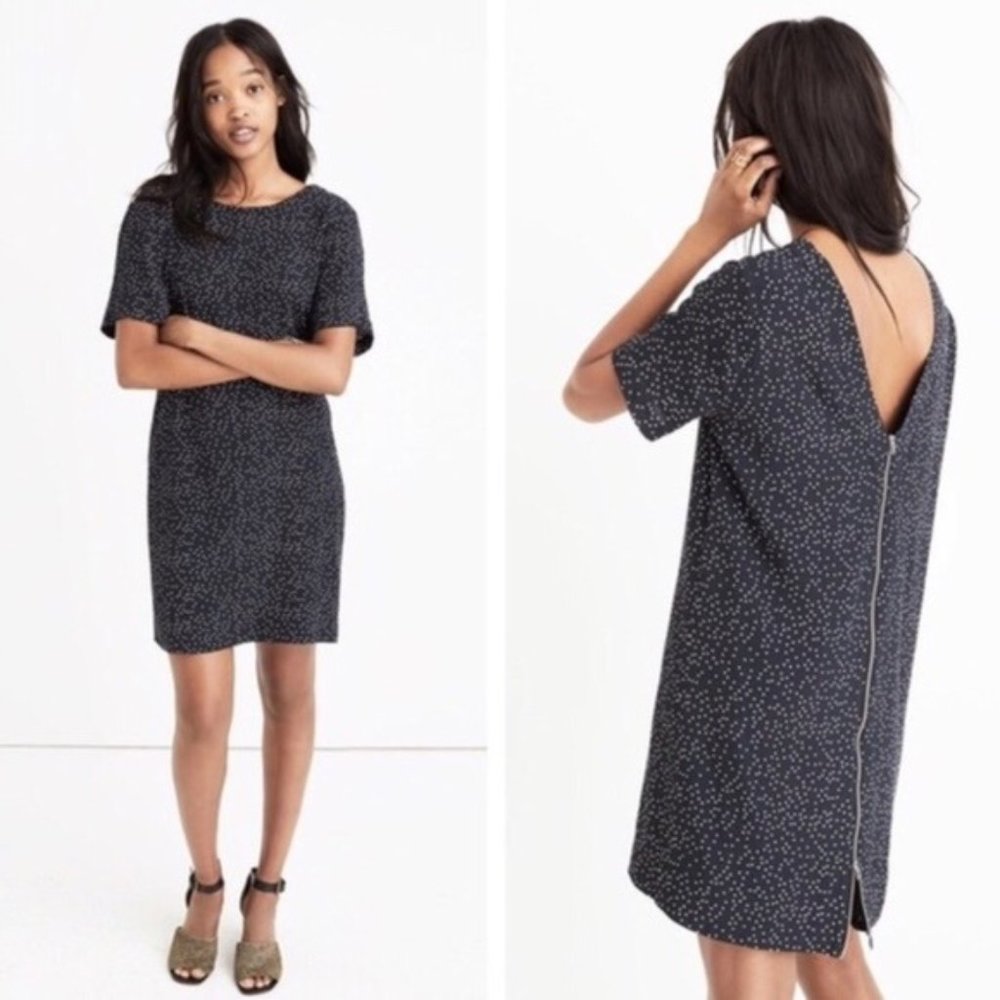 NWT Madewell Black and White Polka Dot Zipback Dress